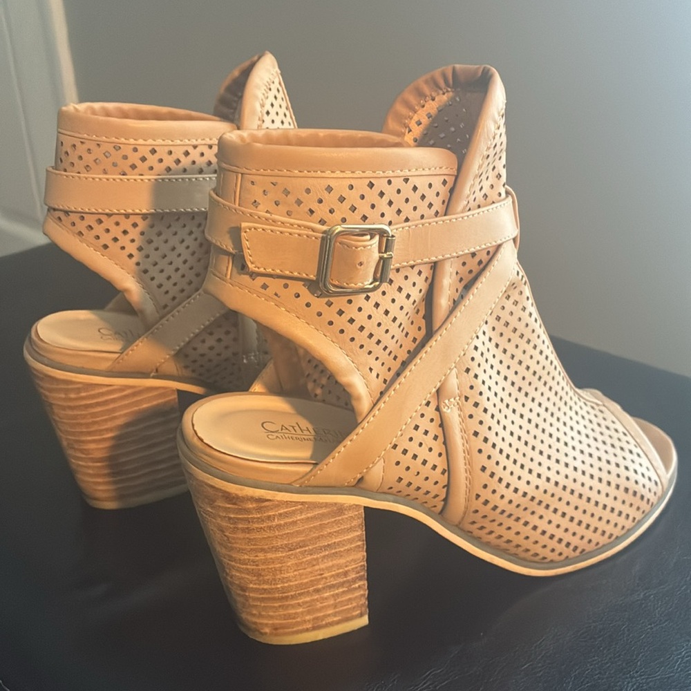 Women's Perforated Tan Ankle Boots